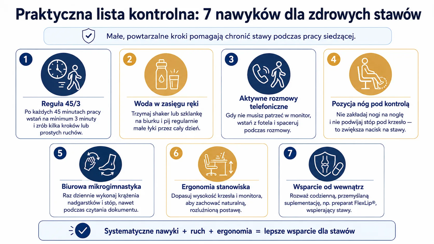 Praktyczna lista kontrolna: 7 nawyków dla zdrowych stawów