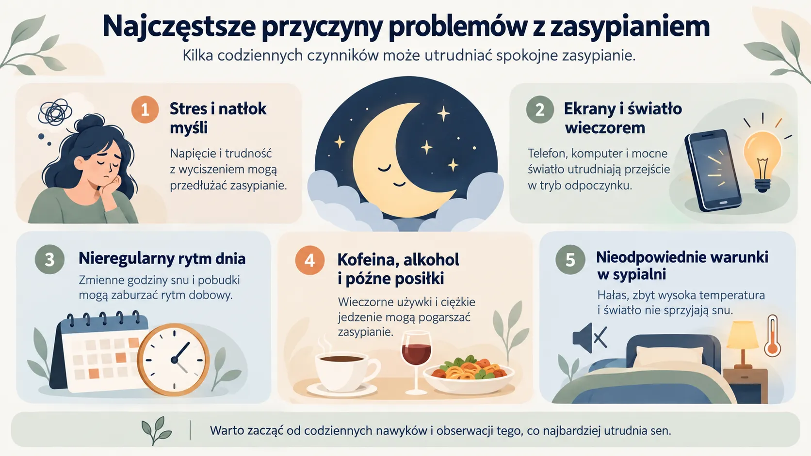Najczęstsze przyczyny problemów z zasypianiem