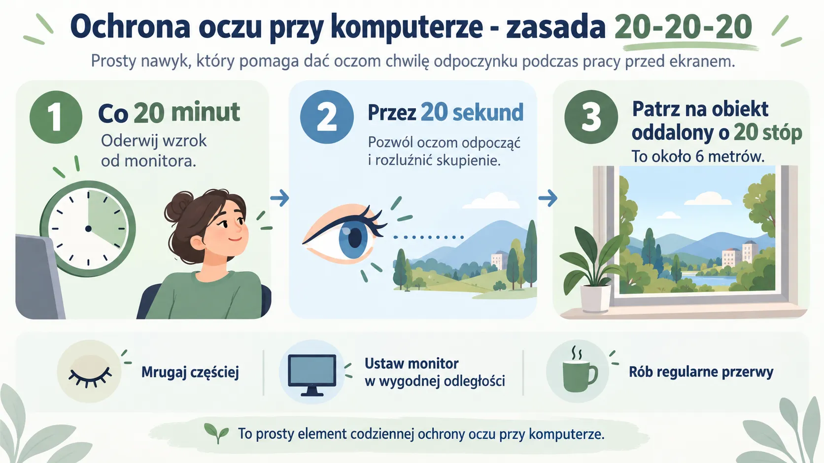 Ochrona oczu przy komputerze - zasada 20-20-20
